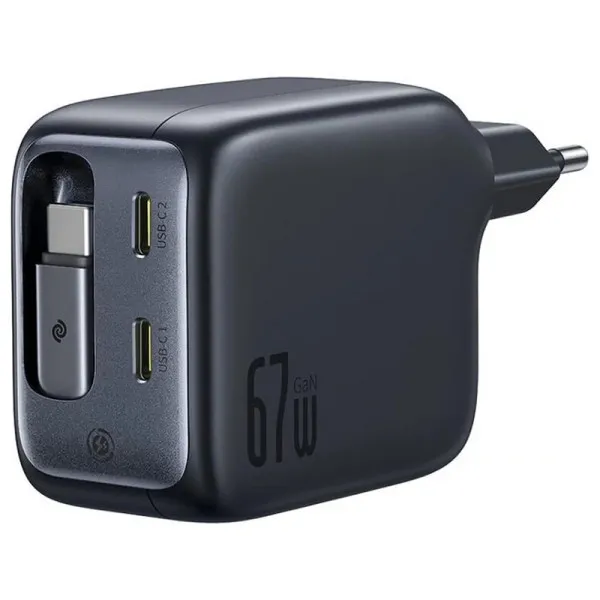 СЗУ Baseus EnerCore CJ11 PD67W with retractable cable (3USB-C) (E0121E) — Черный — фото 1