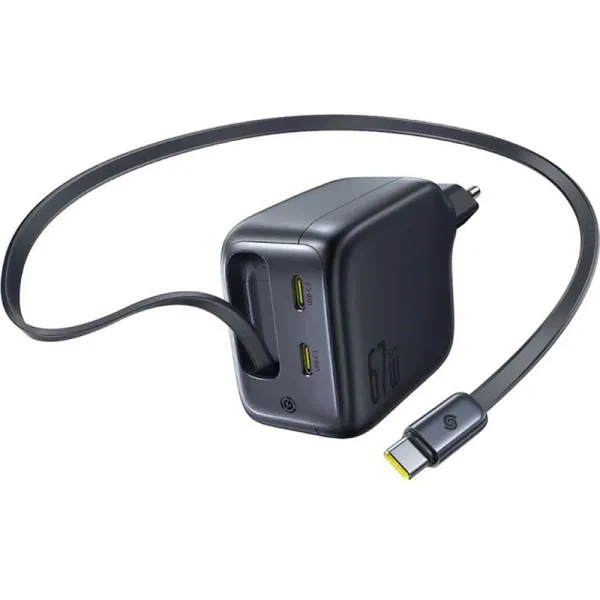 СЗУ Baseus EnerCore CJ11 PD67W with retractable cable (3USB-C) (E0121E) — Черный — фото 2