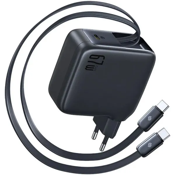 СЗУ Baseus EnerCore CJ21 PD67W with retractable cables (3USB-C) (E0121D) — Черный — фото 1