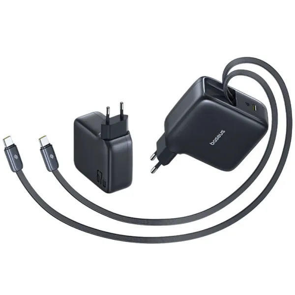 СЗУ Baseus EnerCore CJ21 PD67W with retractable cables (3USB-C) (E0121D) — Черный — фото 2
