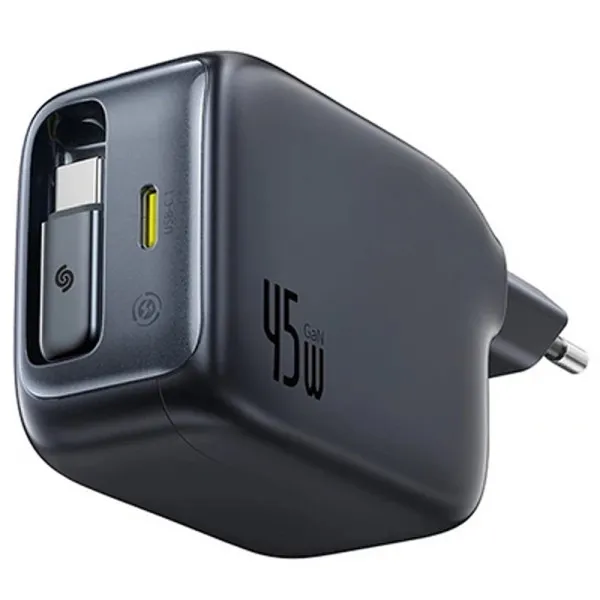 СЗУ Baseus EnerCore CJ11 PD45W with retractable cable (2USB-C) (E0120G) — Черный — фото 1