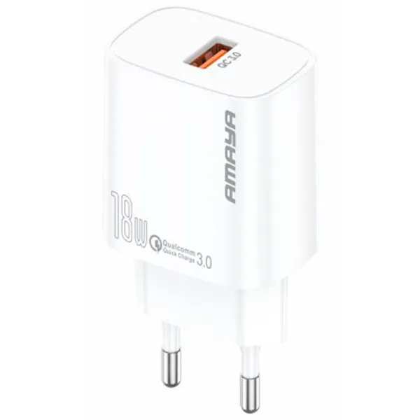 МЗП Amaya E60S QC3.0 18W (1USB-A) + кабель USB to Type-C — Білий — фото 1