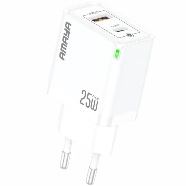 МЗП Amaya E47D PD25W+QC3.0 GaN (1USB-A/1C) — Білий — фото 1