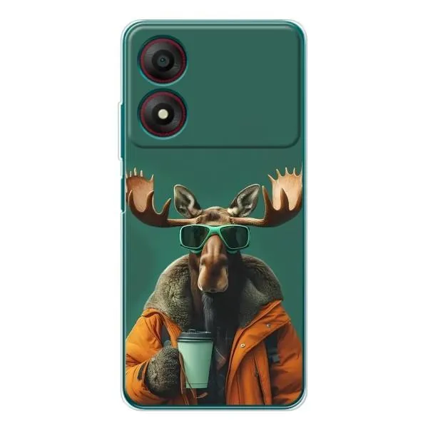 Чехол с принтом «Лось с кофе» для ZTE Blade A34