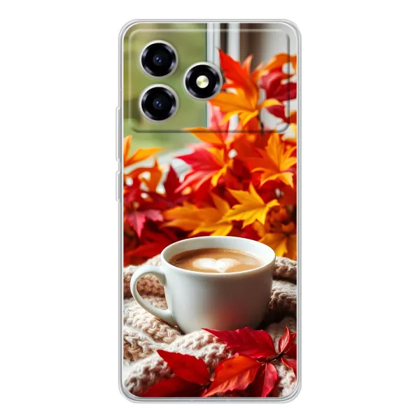 Чехол с принтом «Кофе и листья» для ZTE Blade A36