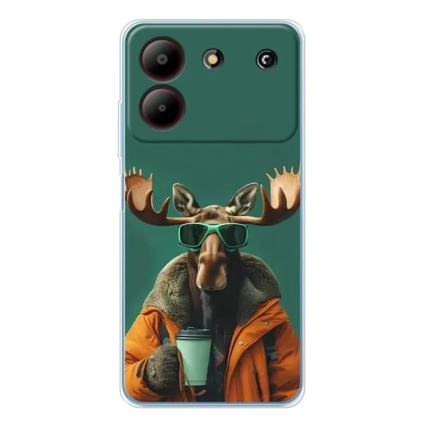 Чехол с принтом «Лось с кофе» для ZTE Blade A54