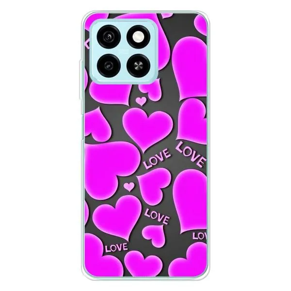 Чехол с принтом «Pink hearts» для ZTE Blade A55