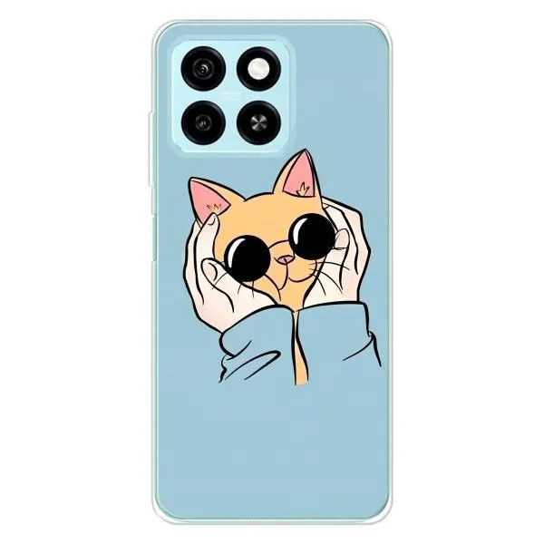 Чехол с принтом «Котик в очках» для ZTE Blade A55