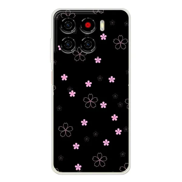 Чехол с принтом «Розовые цветы на черном» для ZTE Blade A56