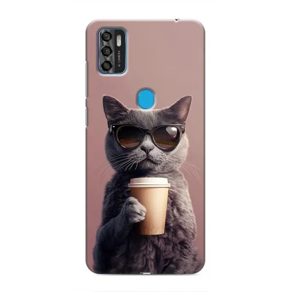 Чехол с принтом «Кот с кофе» для ZTE Blade A7s 2020