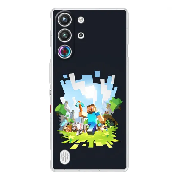 Чехол с принтом «персонажи Minecraft» для ZTE Nubia RedMagic 10 Pro