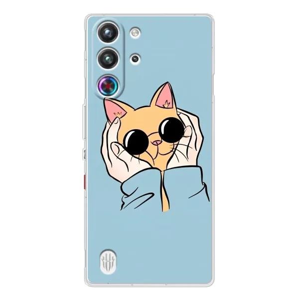 Чехол с принтом «Котик в очках» для ZTE Nubia RedMagic 10 Pro