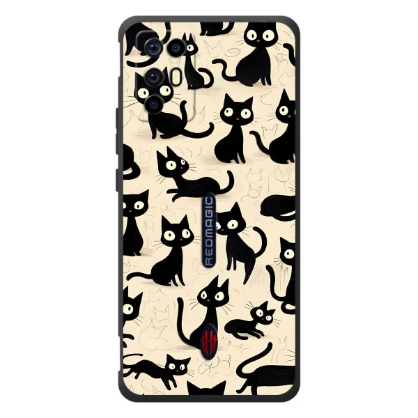 Чохол з принтом «Чорні коти» для ZTE Nubia RedMagic 6R