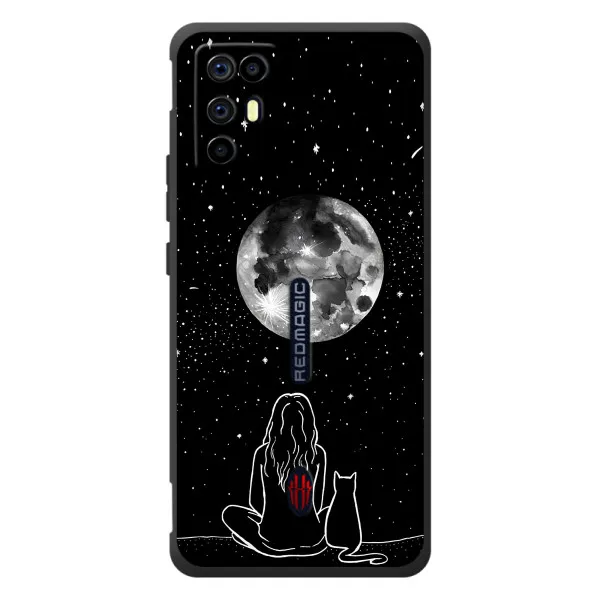 Чохол з принтом «Дівчина з котом» для ZTE Nubia RedMagic 6R