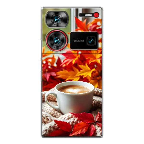 Чехол с принтом «Кофе и листья» для ZTE Nubia Z60 Ultra Чехол с принтом «Кофе и листья» для ZTE Nubia Z60 Ultra