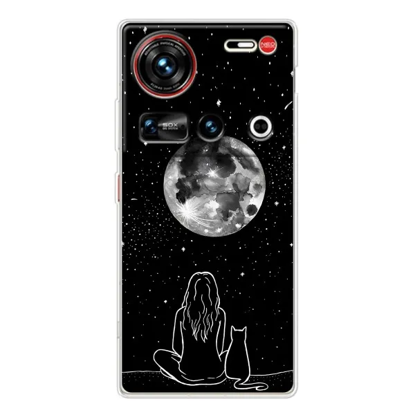 Чехол с принтом «Девушка с котом» для ZTE Nubia Z70 Ultra