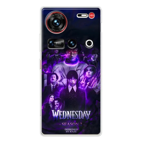 Чехол с принтом «Фиолетовая магия Уэнздей» для ZTE Nubia Z70 Ultra