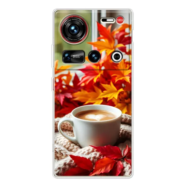 Чехол с принтом «Кофе и листья» для ZTE Nubia Z70 Ultra Чехол с принтом «Кофе и листья» для ZTE Nubia Z70 Ultra