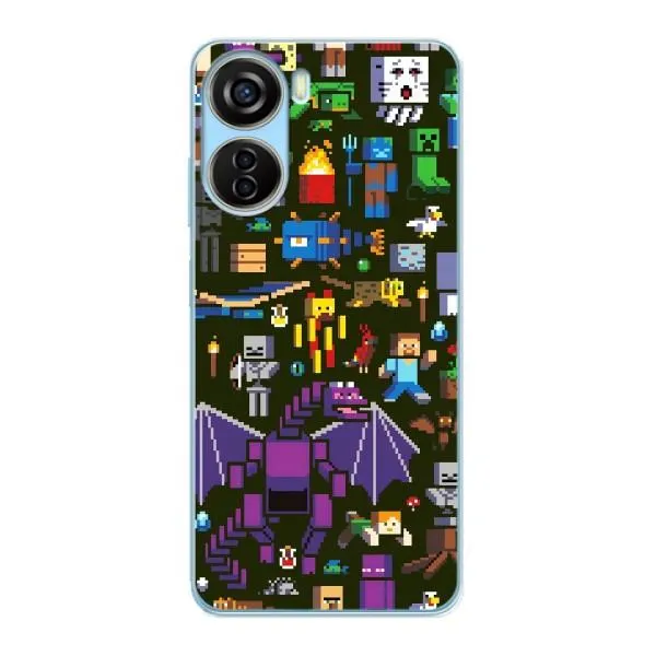 Чехол с принтом «Коллаж Майнкрафт» для ZTE V40 Design