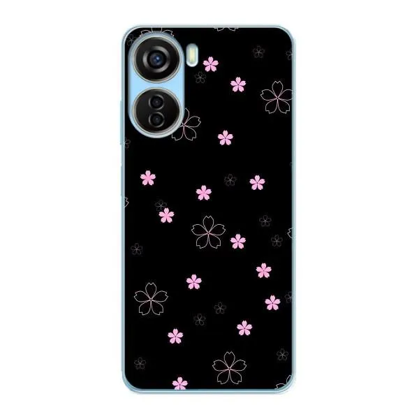 Чохол з принтом «Рожеві квіти на чорному» для ZTE V40 Design