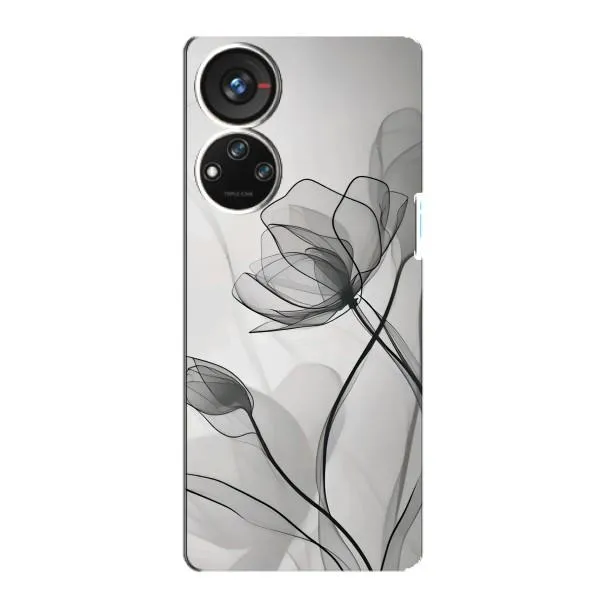 Чехол с принтом «Черные цветы» для ZTE Blade V40s