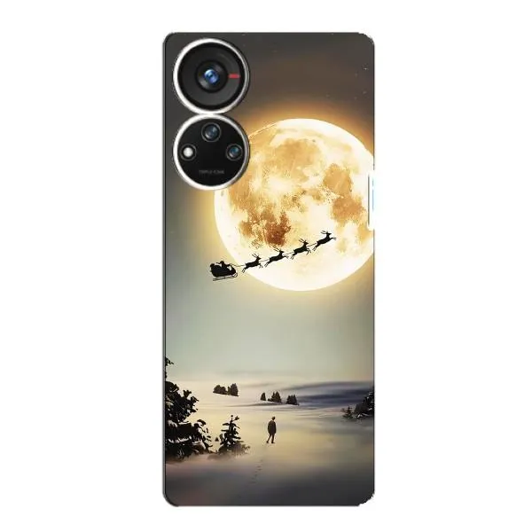 Чехол с принтом «Санта на луне» для ZTE Blade V40s
