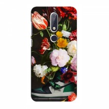 Брендновые Чехлы для Nokia 6.1 Plus - (PREMIUMPrint) Nike цветы - купить на Floy.com.ua