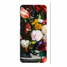Брендновые Чехлы для Nokia C20 - (PREMIUMPrint) Nike цветы - купить на Floy.com.ua