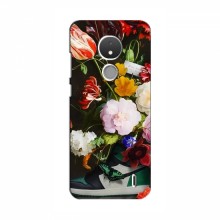 Брендновые Чехлы для Nokia C21 - (PREMIUMPrint) Nike цветы - купить на Floy.com.ua