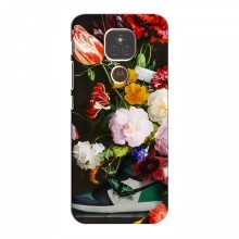 Брендновые Чехлы для Motorola MOTO E7 Plus - (PREMIUMPrint) Nike цветы - купить на Floy.com.ua