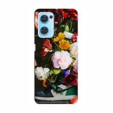 Брендновые Чехлы для OPPO Reno 7 4G - (PREMIUMPrint) Nike цветы - купить на Floy.com.ua