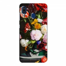 Брендновые Чехлы для Samsung Galaxy A20 2019 (A205F) - (PREMIUMPrint) Nike цветы - купить на Floy.com.ua