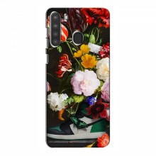 Брендновые Чехлы для Samsung Galaxy A21 (A215) - (PREMIUMPrint) Nike цветы - купить на Floy.com.ua