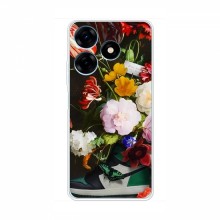 Брендновые Чехлы для TECNO Spark 10C (KI5m) - (PREMIUMPrint) Nike цветы - купить на Floy.com.ua