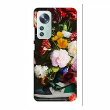 Брендновые Чехлы для Xiaomi 12 / 12X - (PREMIUMPrint) Nike цветы - купить на Floy.com.ua