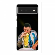 Чехлы для Гугл Пиксель 6 Про (Leo Messi чемпион) AlphaPrint Месси с кубком мира - купить на Floy.com.ua