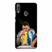 Чехлы для Huawei Y7 2019 (Leo Messi чемпион) AlphaPrint Месси с кубком мира - купить на Floy.com.ua