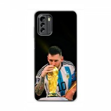 Чехлы для Нокиа G60 (Leo Messi чемпион) AlphaPrint Месси с кубком мира - купить на Floy.com.ua