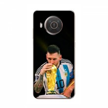 Чехлы для Нокиа Х10 (Leo Messi чемпион) AlphaPrint Месси с кубком мира - купить на Floy.com.ua