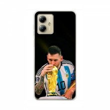 Чехлы для Мото джи 14 (Leo Messi чемпион) AlphaPrint Месси с кубком мира - купить на Floy.com.ua