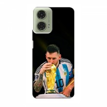 Чехлы для МОТО Джи 24 (Leo Messi чемпион) AlphaPrint Месси с кубком мира - купить на Floy.com.ua