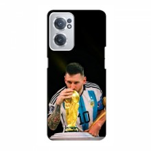 Чехлы для ВанПлас Норд СЕ 2 5G (Leo Messi чемпион) AlphaPrint Месси с кубком мира - купить на Floy.com.ua