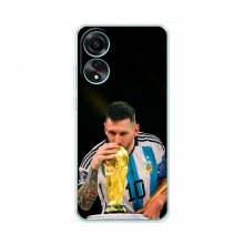 Чехлы для Оппо А58 (Leo Messi чемпион) AlphaPrint Месси с кубком мира - купить на Floy.com.ua