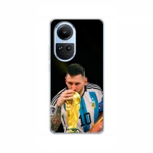 Чехлы для Оппо Рено 10 Про (Leo Messi чемпион) AlphaPrint Месси с кубком мира - купить на Floy.com.ua