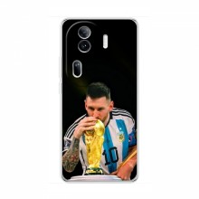 Чехлы для Оппо Рено 11 Про 5G (Leo Messi чемпион) AlphaPrint Месси с кубком мира - купить на Floy.com.ua