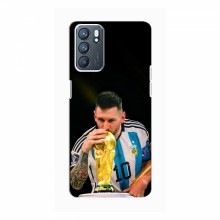 Чехлы для Оппо Рено 6 (5G) (Leo Messi чемпион) AlphaPrint Месси с кубком мира - купить на Floy.com.ua