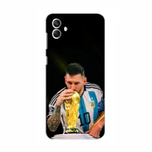 Чехлы для Самсунг А05 (Leo Messi чемпион) AlphaPrint Месси с кубком мира - купить на Floy.com.ua