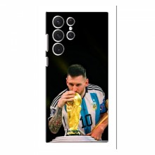 Чехлы для Самсунг S22 Ультра (Leo Messi чемпион) AlphaPrint Месси с кубком мира - купить на Floy.com.ua