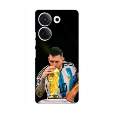 Чехлы для ТЕХНО Камон 20 (Leo Messi чемпион) AlphaPrint Месси с кубком мира - купить на Floy.com.ua