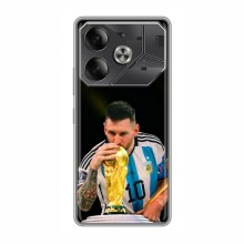 Чехлы для Техно Пова 6 (Leo Messi чемпион) AlphaPrint Месси с кубком мира - купить на Floy.com.ua